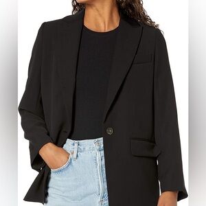 Vince Black Boyfriend Career Tailored Satin Blazer Size 10